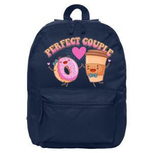 Funny Cute Valentines Day Perfect Couple Donut And Coffee 16 in Basic Backpack