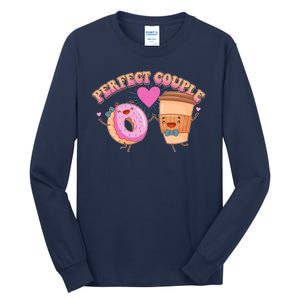 Funny Cute Valentines Day Perfect Couple Donut And Coffee Tall Long Sleeve T-Shirt