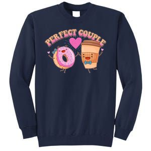 Funny Cute Valentines Day Perfect Couple Donut And Coffee Tall Sweatshirt