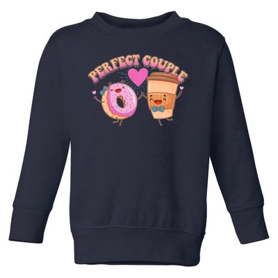 Funny Cute Valentines Day Perfect Couple Donut And Coffee Toddler Sweatshirt