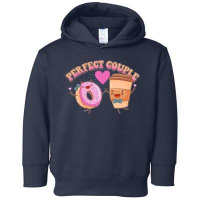 Funny Cute Valentines Day Perfect Couple Donut And Coffee Toddler Hoodie