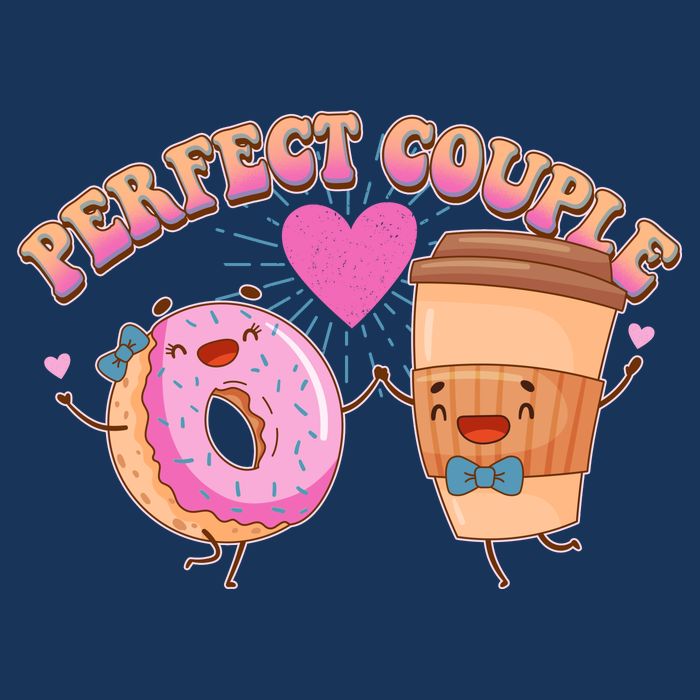 Funny Cute Valentines Day Perfect Couple Donut And Coffee Infant Baby Jersey Bodysuit