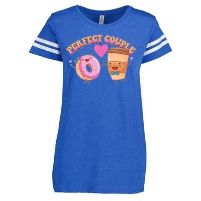 Funny Cute Valentines Day Perfect Couple Donut And Coffee Enza Ladies Jersey Football T-Shirt