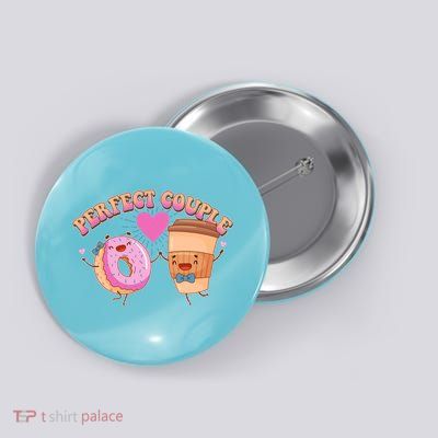 Funny Cute Valentines Day Perfect Couple Donut And Coffee Button