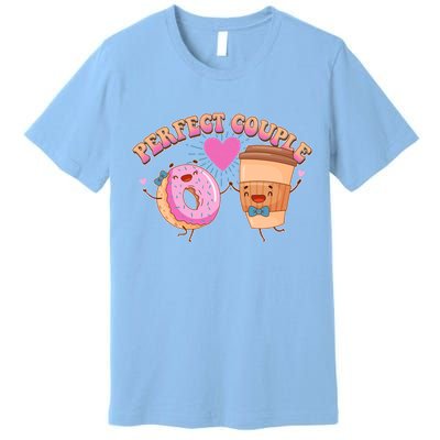 Funny Cute Valentines Day Perfect Couple Donut And Coffee Premium T-Shirt