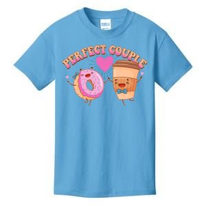 Funny Cute Valentines Day Perfect Couple Donut And Coffee Kids T-Shirt