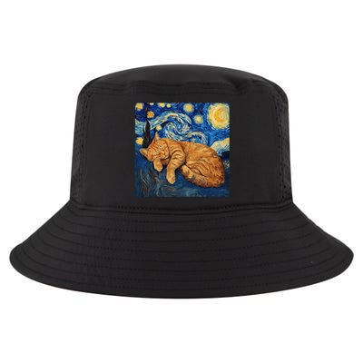 Funny Cat Van Gogh Starry Night Cool Comfort Performance Bucket Hat