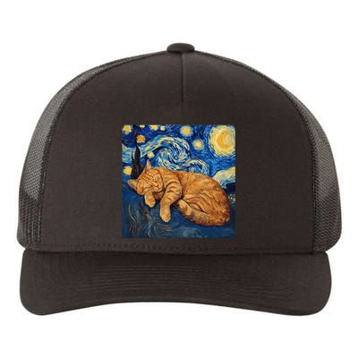 Funny Cat Van Gogh Starry Night Yupoong Adult 5-Panel Trucker Hat