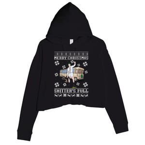 Funny Christmas Vacation Merry Christmas Shitters Full Christmas Ugly Crop Fleece Hoodie