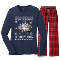 Funny Christmas Vacation Merry Christmas Shitters Full Christmas Ugly Women's Long Sleeve Flannel Pajama Set 