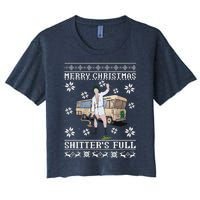 Funny Christmas Vacation Merry Christmas Shitters Full Christmas Ugly Women's Crop Top Tee