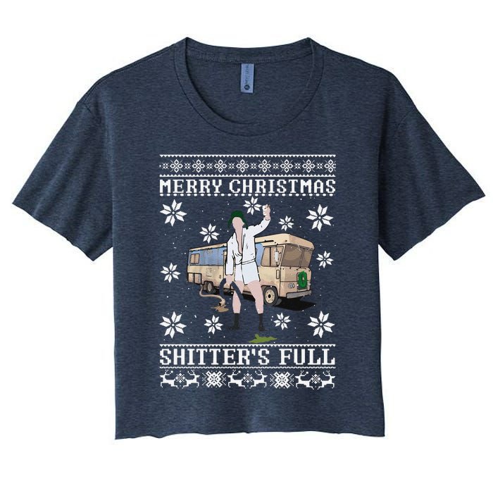 Funny Christmas Vacation Merry Christmas Shitters Full Christmas Ugly Women's Crop Top Tee