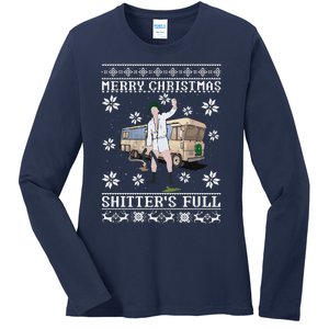 Funny Christmas Vacation Merry Christmas Shitters Full Christmas Ugly Ladies Long Sleeve Shirt