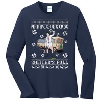 Funny Christmas Vacation Merry Christmas Shitters Full Christmas Ugly Ladies Long Sleeve Shirt