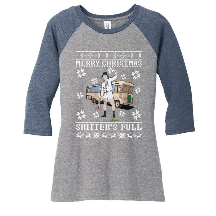 Funny Christmas Vacation Merry Christmas Shitters Full Christmas Ugly Women's Tri-Blend 3/4-Sleeve Raglan Shirt