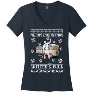 Funny Christmas Vacation Merry Christmas Shitters Full Christmas Ugly Women's V-Neck T-Shirt