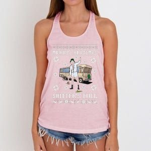 Funny Christmas Vacation Merry Christmas Shitters Full Christmas Ugly Women's Knotted Racerback Tank