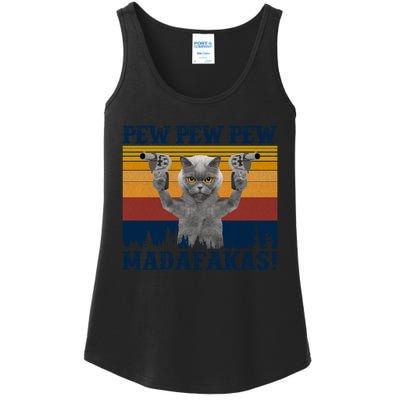 Funny Cat Vintage Pewpewpew Madafakas Cat Crazy Pew Vintage Ladies Essential Tank