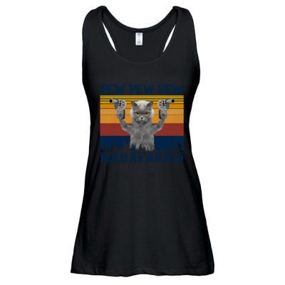 Funny Cat Vintage Pewpewpew Madafakas Cat Crazy Pew Vintage Ladies Essential Flowy Tank