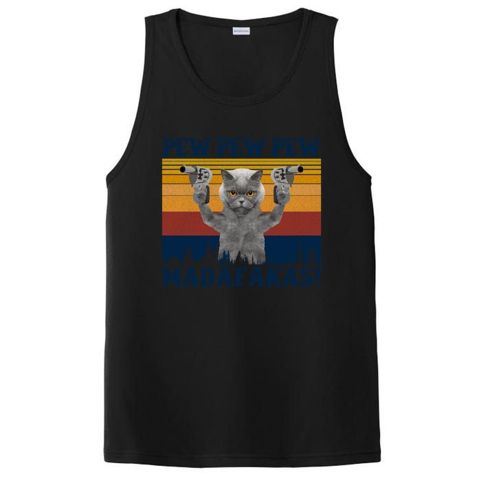 Funny Cat Vintage Pewpewpew Madafakas Cat Crazy Pew Vintage PosiCharge Competitor Tank