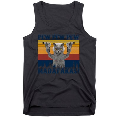 Funny Cat Vintage Pewpewpew Madafakas Cat Crazy Pew Vintage Tank Top