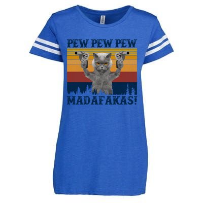 Funny Cat Vintage Pewpewpew Madafakas Cat Crazy Pew Vintage Enza Ladies Jersey Football T-Shirt