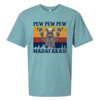 Funny Cat Vintage Pewpewpew Madafakas Cat Crazy Pew Vintage Sueded Cloud Jersey T-Shirt