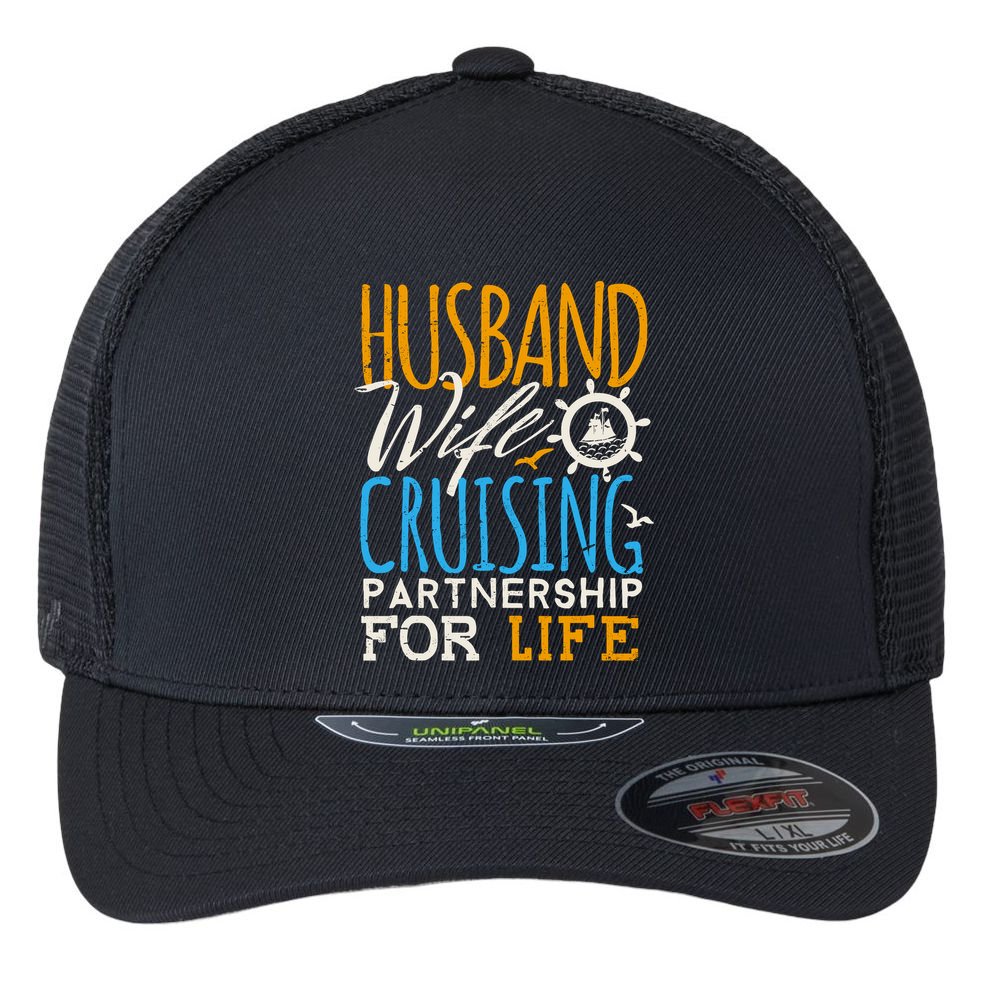 Family Cruise Vacation Husband Wife Cruising Couples Flexfit Unipanel Trucker Cap