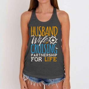 Family Cruise Vacation Husband Wife Cruising Couples Women's Knotted Racerback Tank