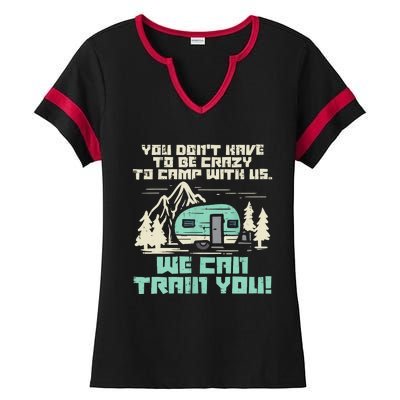 Funny Camping Van Rv Camper Crazy Camp With Us Gift Ladies Halftime Notch Neck Tee