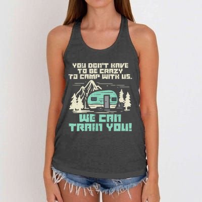 Funny Camping Van Rv Camper Crazy Camp With Us Gift Women's Knotted Racerback Tank