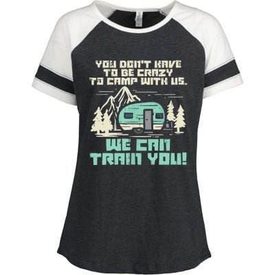 Funny Camping Van Rv Camper Crazy Camp With Us Gift Enza Ladies Jersey Colorblock Tee