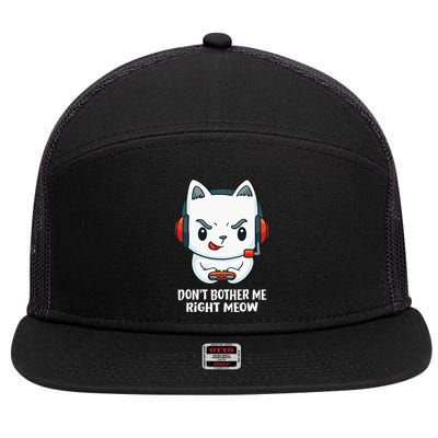 Funny Cat Video Gamer Dont Bother Me Right Meow Gits 7 Panel Mesh Trucker Snapback Hat