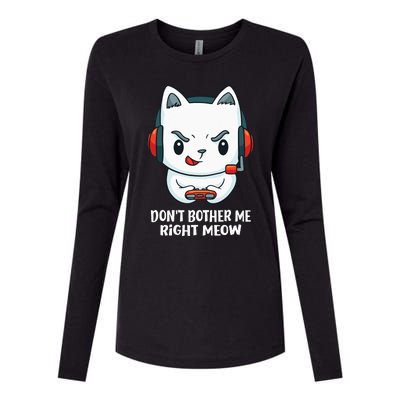 Funny Cat Video Gamer Dont Bother Me Right Meow Gits Womens Cotton Relaxed Long Sleeve T-Shirt