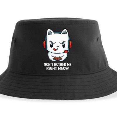 Funny Cat Video Gamer Dont Bother Me Right Meow Gits Sustainable Bucket Hat