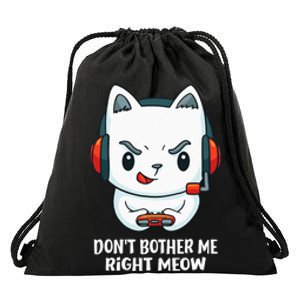 Funny Cat Video Gamer Dont Bother Me Right Meow Gits Drawstring Bag