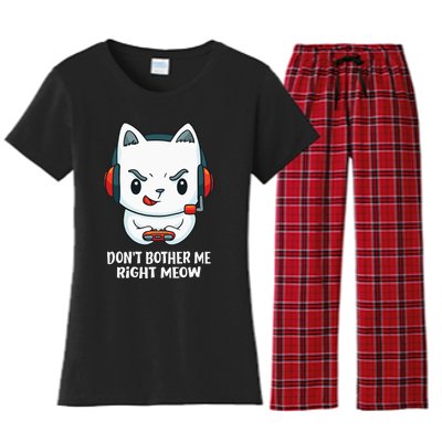 Funny Cat Video Gamer Dont Bother Me Right Meow Gits Women's Flannel Pajama Set