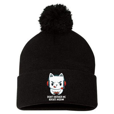 Funny Cat Video Gamer Dont Bother Me Right Meow Gits Pom Pom 12in Knit Beanie