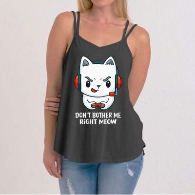 Funny Cat Video Gamer Dont Bother Me Right Meow Gits Women's Strappy Tank