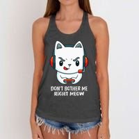 Funny Cat Video Gamer Dont Bother Me Right Meow Gits Women's Knotted Racerback Tank