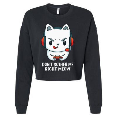 Funny Cat Video Gamer Dont Bother Me Right Meow Gits Cropped Pullover Crew