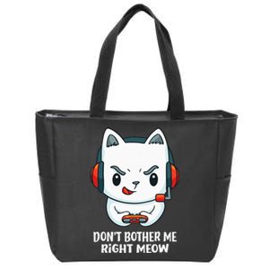 Funny Cat Video Gamer Dont Bother Me Right Meow Gits Zip Tote Bag