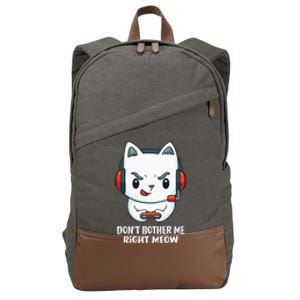 Funny Cat Video Gamer Dont Bother Me Right Meow Gits Cotton Canvas Backpack