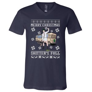 Funny Christmas Vacation Merry Christmas Shitters Full Christmas Ugly V-Neck T-Shirt