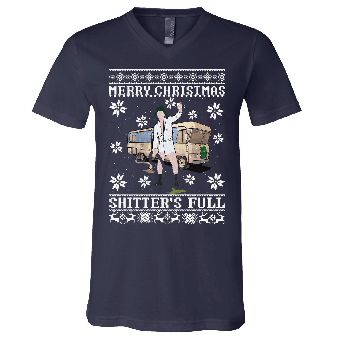 Funny Christmas Vacation Merry Christmas Shitters Full Christmas Ugly V-Neck T-Shirt