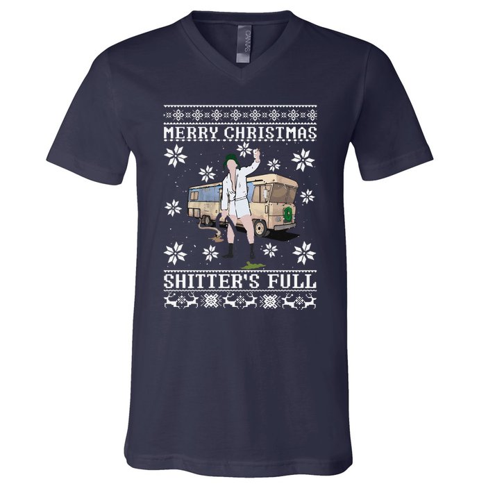 Funny Christmas Vacation Merry Christmas Shitters Full Christmas Ugly V-Neck T-Shirt