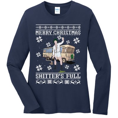 Funny Christmas Vacation Merry Christmas Shitters Full Christmas Ugly Ladies Long Sleeve Shirt