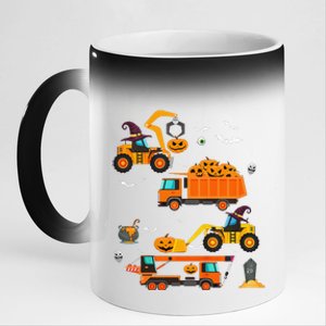 Funny Construction Vehicle Halloween Crane Truck Pumpkin 11oz Black Color Changing Mug