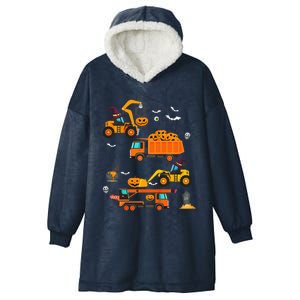 Funny Construction Vehicle Halloween Crane Truck Pumpkin Hooded Wearable Blanket