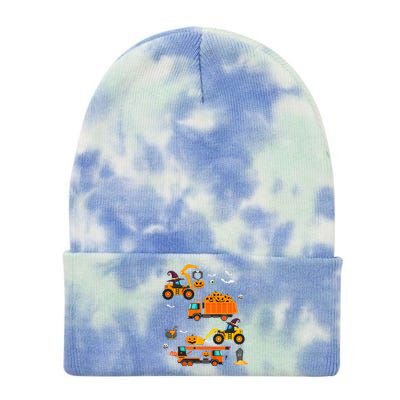 Funny Construction Vehicle Halloween Crane Truck Pumpkin Tie Dye 12in Knit Beanie